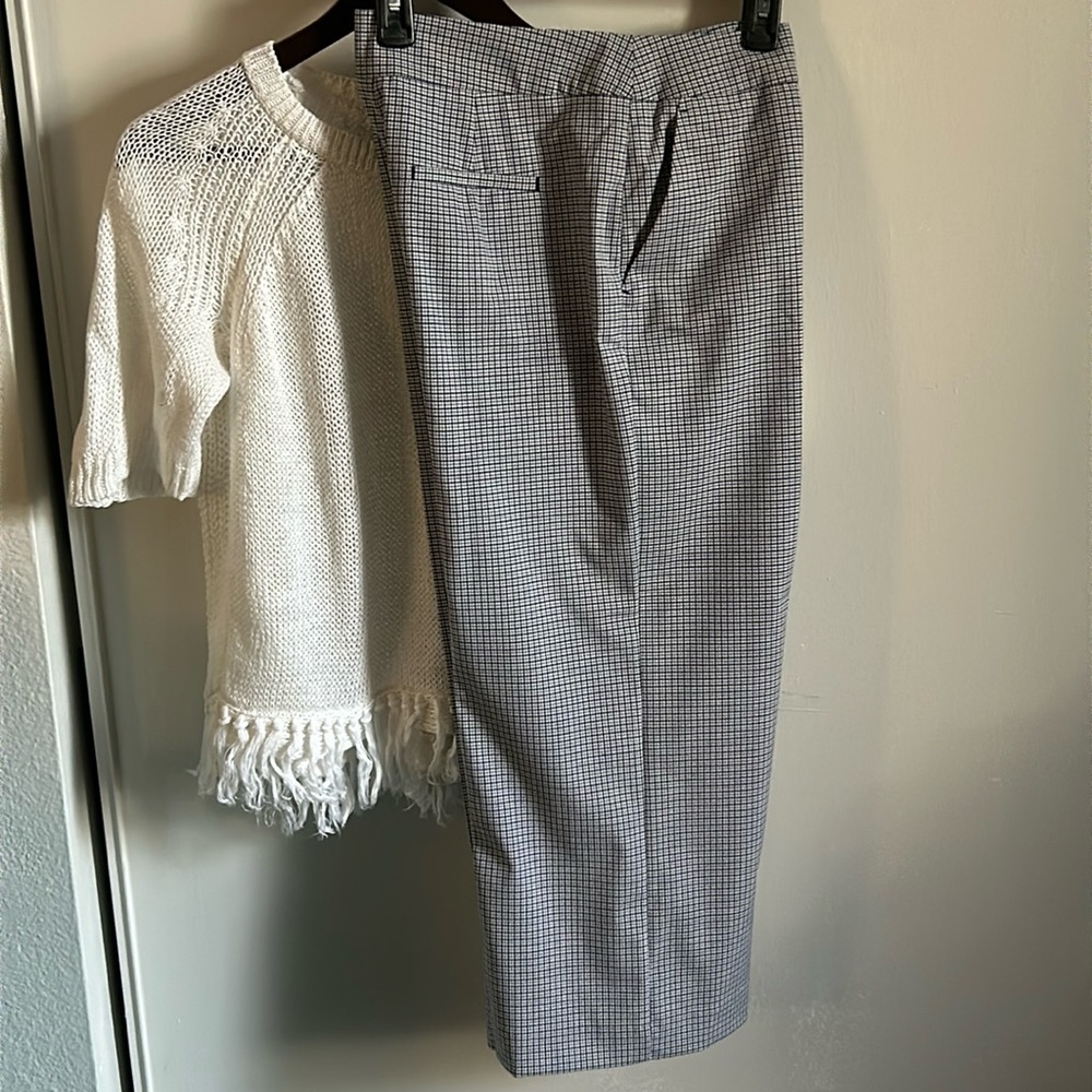 New Worthington Women’s Plaid Checked Petite Wide Leg Trouser Ankle Pant - Picture 2 of 12